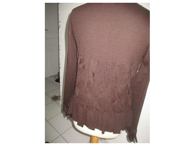 Autre Marque Olivier Philips Pullover Dunkelbraun Merinowolle - Ansicht 4