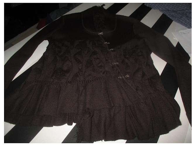Autre Marque Olivier Philips Pullover Dunkelbraun Merinowolle - Ansicht 5