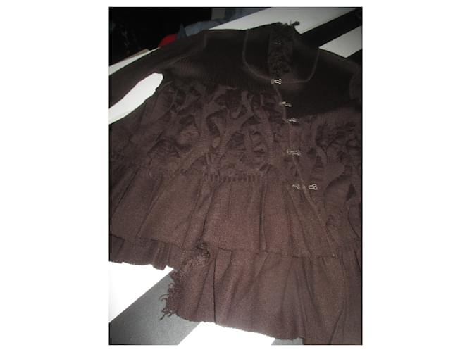 Autre Marque Olivier Philips Pullover Dunkelbraun Merinowolle - Ansicht 6