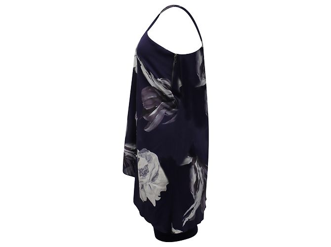 Alice + Olivia Abito Monospalla Floreale in Seta Viola Porpora - vista 2