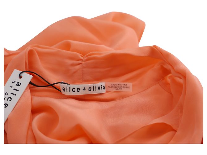 Alice + Olivia Camicetta con cravatta al collo Alice & Olivia Jeannie in seta arancione - vista 4