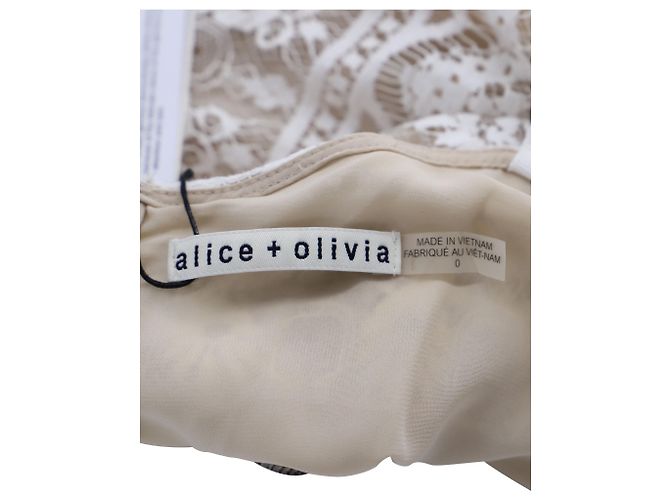 Alice + Olivia Macacão sem mangas de renda Alice & Olivia em algodão bege - vista 3