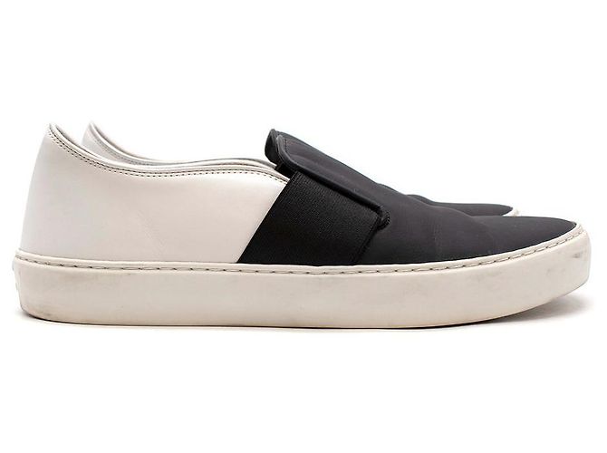 2.55 Chanel Sneakers senza lacci in pelle bianche e nere Nero - vista 2