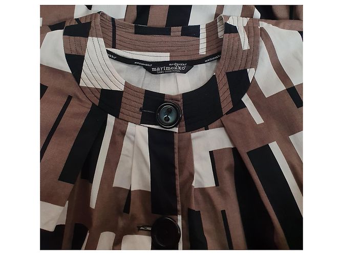 Abito Marimekko x Samu-Jussi Koski in cotone multicolore Marrone Nero Bianco - vista 6