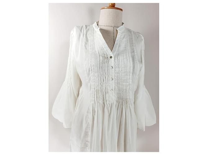 Autre Marque Top Peruvian Connection blanco de seda y algodón L - vista 2