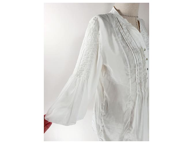 Autre Marque Top Peruvian Connection blanco de seda y algodón L - vista 3