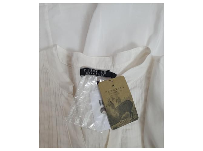 Autre Marque Top Peruvian Connection blanco de seda y algodón L - vista 5