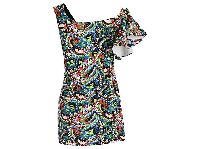 Autre Marque Mini Abito Monospalla Saloni Greta In Poliestere Multicolor - vista 3