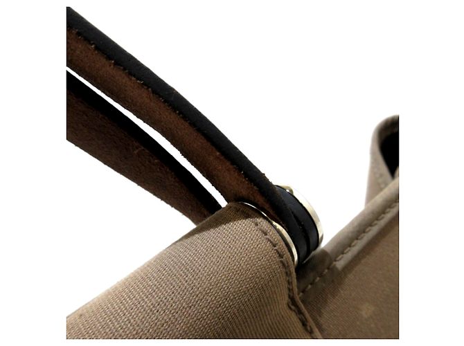 Hermès Hermes Brown Cabag Elan Canvas Satchel Marrone Beige - vista 12