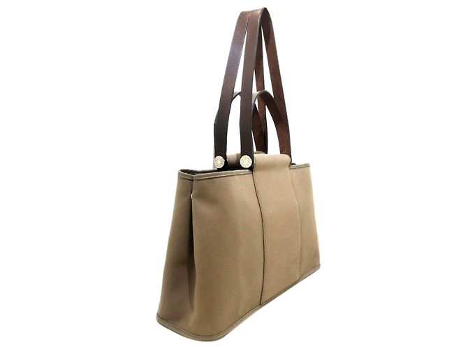 Hermès Hermes Brown Cabag Elan Canvas Satchel Marrone Beige - vista 2