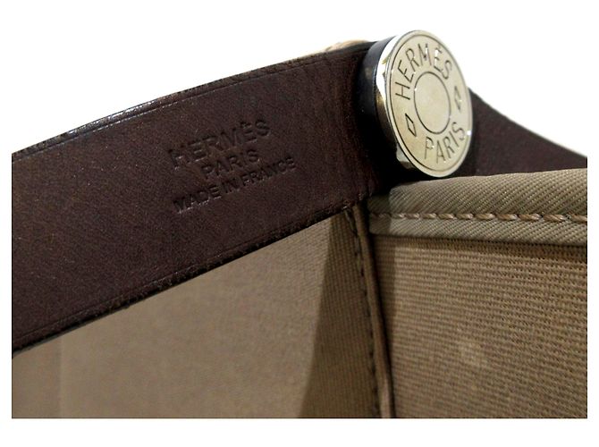 Hermès Hermes Brown Cabag Elan Canvas Satchel Marrone Beige - vista 7