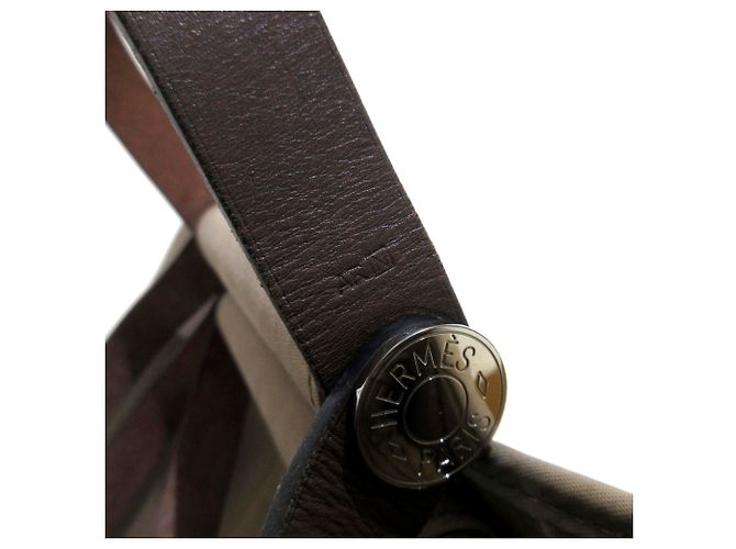 Hermès Hermes Brown Cabag Elan Canvas Satchel Marrone Beige - vista 8
