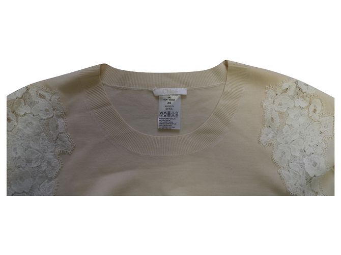 Chloé Suéter com enfeite Chloe Lace em lã bege Marrom - vista 6