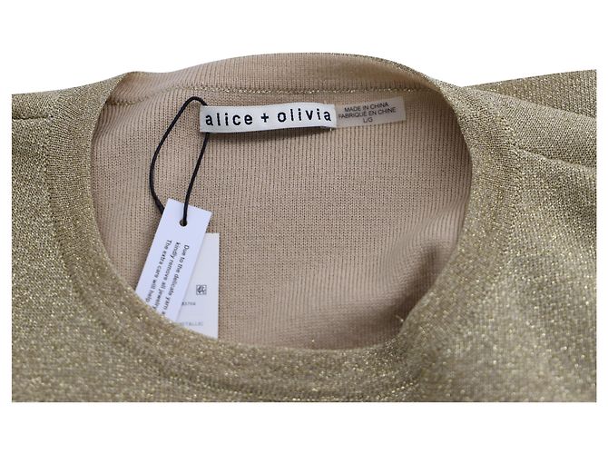 Alice + Olivia Top corto Ciara de algodón dorado metalizado de Alice & Olivia Metálico - vista 4