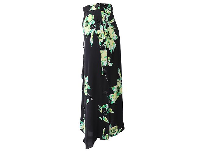Falda asimétrica con estampado de lirios en seda negra y verde de Proenza Schouler - vista 2