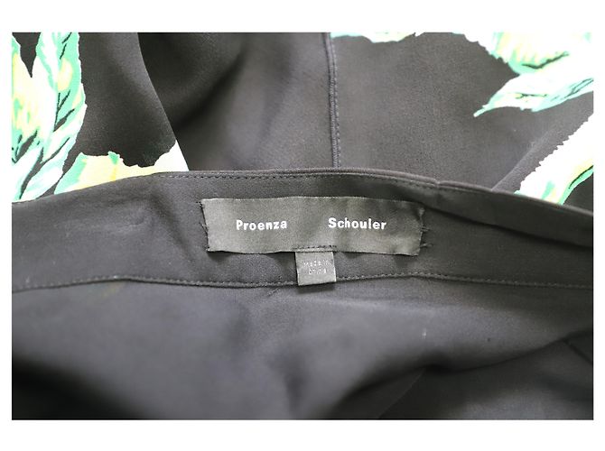 Falda asimétrica con estampado de lirios en seda negra y verde de Proenza Schouler - vista 6