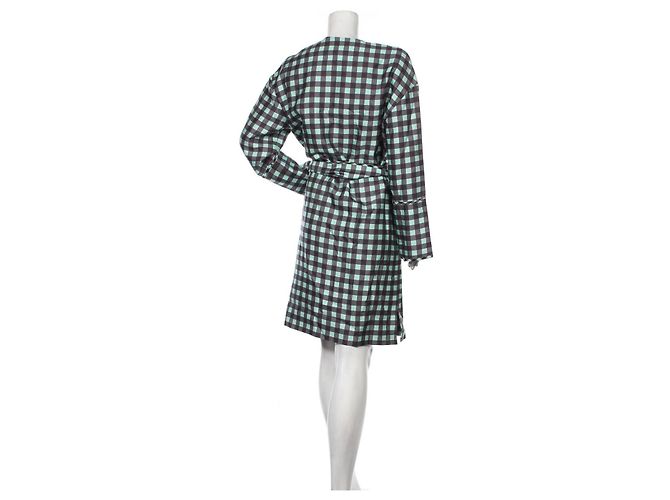 Diane Von Furstenberg Kleid Grün Grau Seide Wolle - Ansicht 2