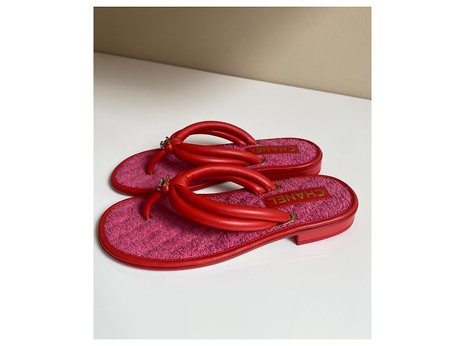 Sandali Chanel in pelle rossa Rosso - vista 10