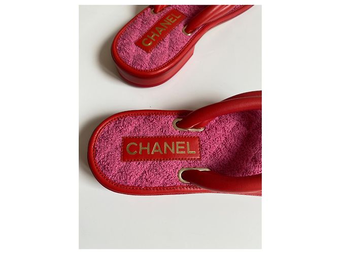 Sandali Chanel in pelle rossa Rosso - vista 11
