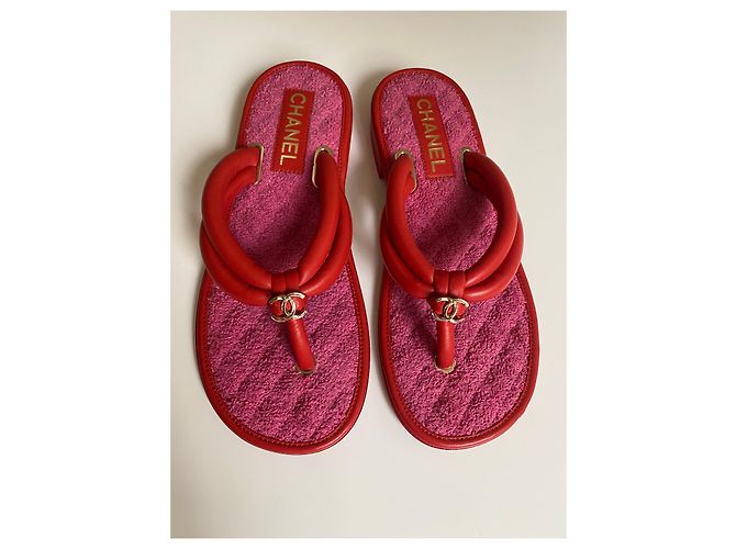 Sandali Chanel in pelle rossa Rosso - vista 12