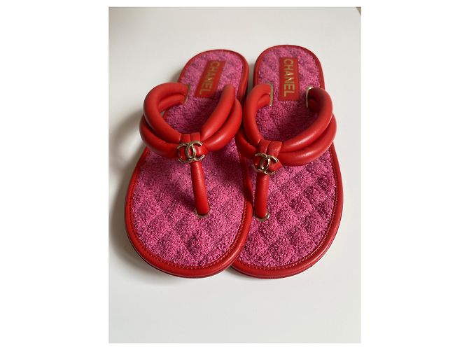 Sandali Chanel in pelle rossa Rosso - vista 13