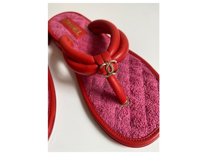Sandali Chanel in pelle rossa Rosso - vista 7
