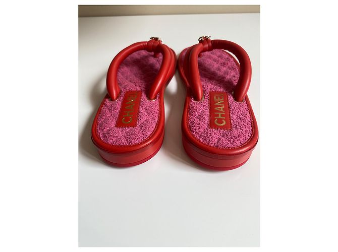 Sandali Chanel in pelle rossa Rosso - vista 9