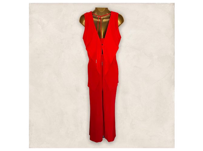 Mono Marc Cain Waterfall Back Naranja con Top Verde oliva - vista 6