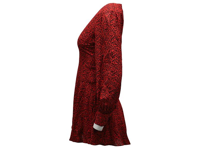 Vestido de manga larga con estampado de leopardo en viscosa roja de Alice + Olivia - vista 2