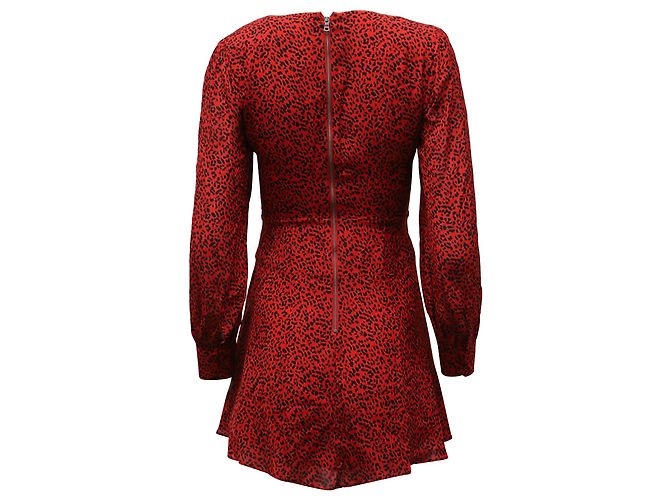 Vestido de manga larga con estampado de leopardo en viscosa roja de Alice + Olivia - vista 3