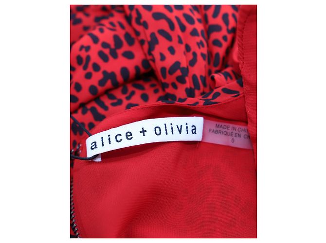 Vestido de manga larga con estampado de leopardo en viscosa roja de Alice + Olivia - vista 4
