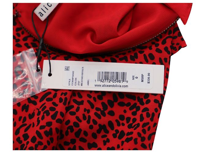 Vestido de manga larga con estampado de leopardo en viscosa roja de Alice + Olivia - vista 6