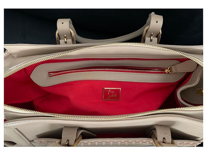 Borsa a mano Christian Louboutin in pelle beige - vista 5