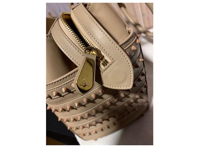 Borsa a mano Christian Louboutin in pelle beige - vista 7