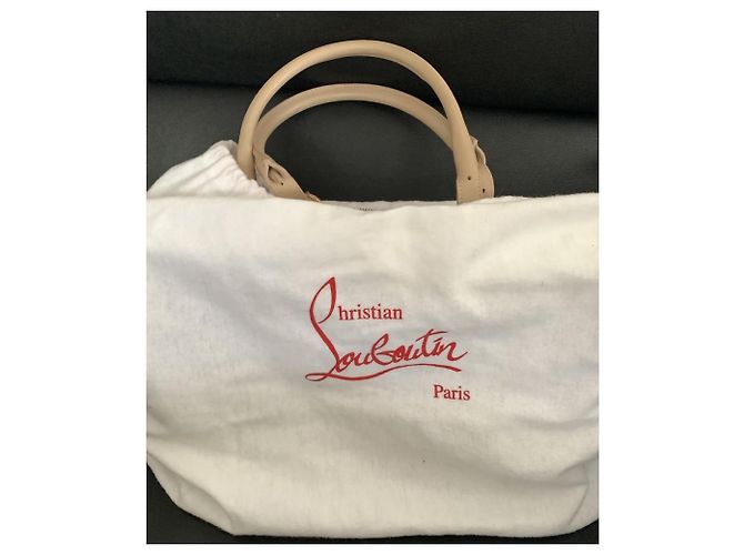 Borsa a mano Christian Louboutin in pelle beige - vista 8