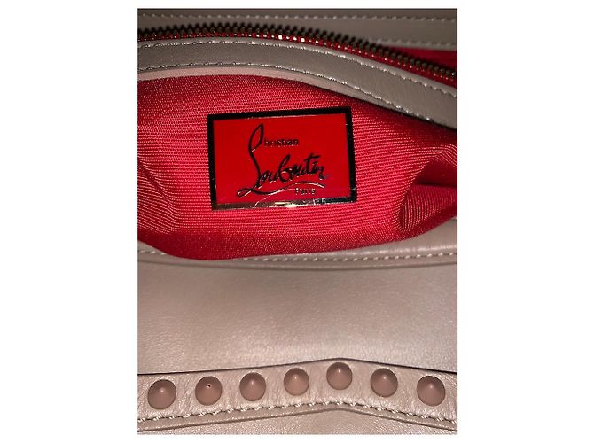 Borsa a mano Christian Louboutin in pelle beige - vista 9