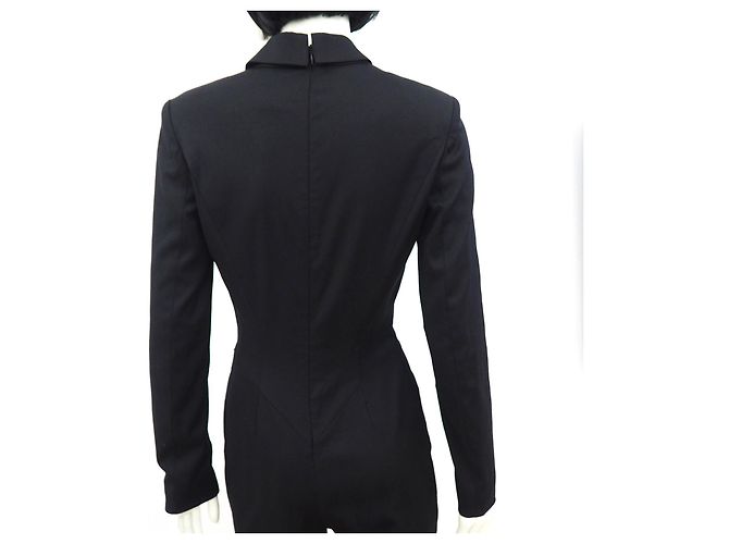 Tuta da smoking Thierry Mugler in lana e seta in passerella nera 2000 Taglia S / 36 - vista 7