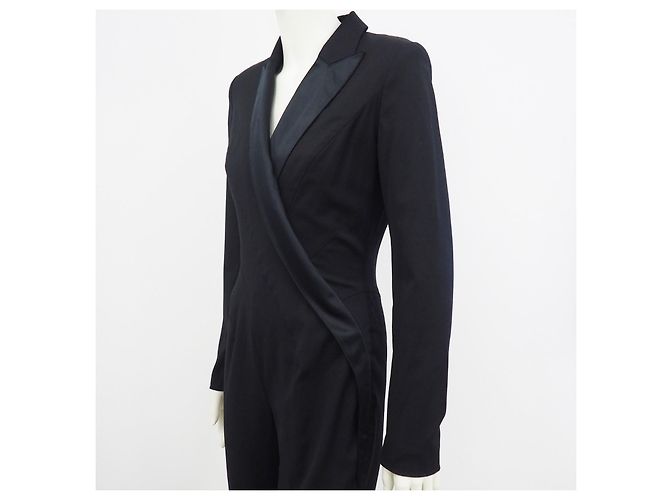 Tuta da smoking Thierry Mugler in lana e seta in passerella nera 2000 Taglia S / 36 - vista 8