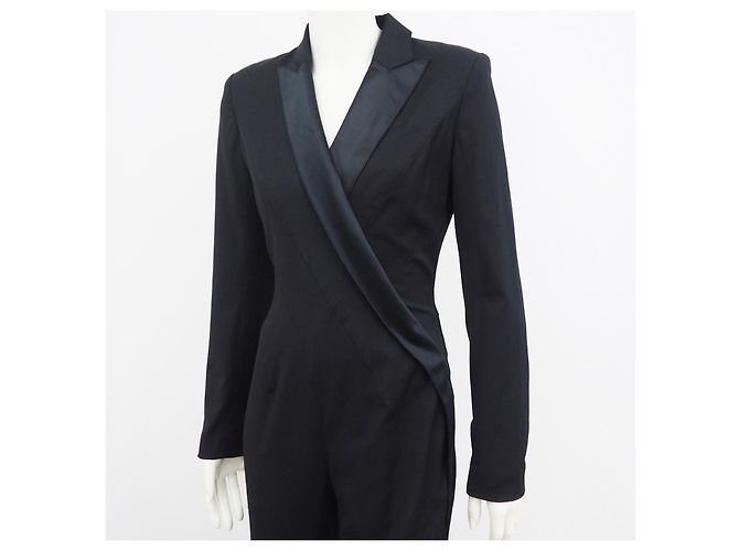 Tuta da smoking Thierry Mugler in lana e seta in passerella nera 2000 Taglia S / 36 - vista 9