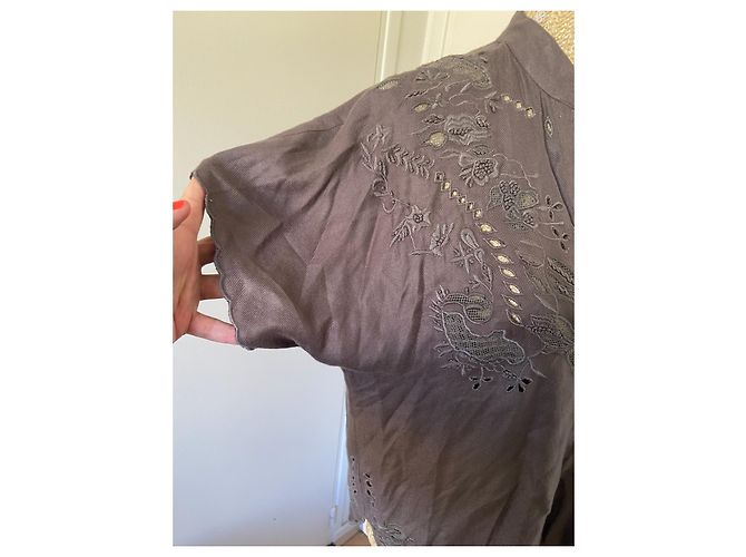 Top de viscosa marrón con bordado Zadig & Voltaire Castaño - vista 5
