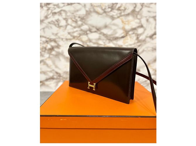 Bellissima borsa Hermès Lydie Marrone Bordò - vista 4