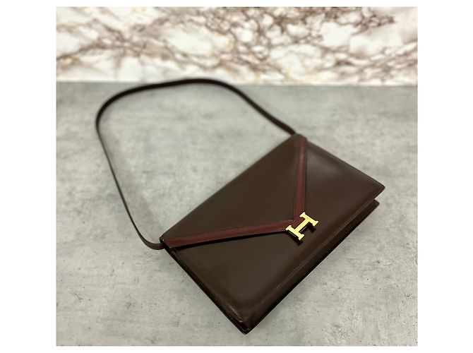Bellissima borsa Hermès Lydie Marrone Bordò - vista 5