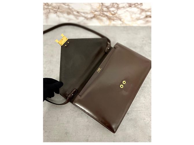 Bellissima borsa Hermès Lydie Marrone Bordò - vista 8