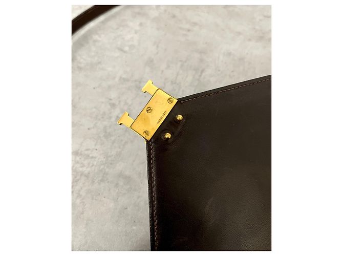 Bellissima borsa Hermès Lydie Marrone Bordò - vista 9