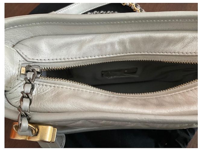 Borsa a mano Chanel Gabrielle in pelle argentata Argento - vista 4