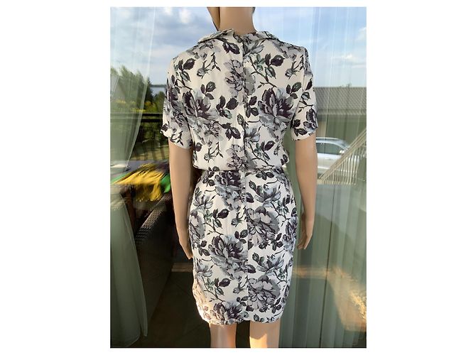 Ganni Rossmoor Crepe Kleid Weiß Grau - Ansicht 2