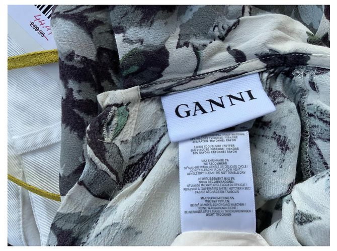 Ganni Rossmoor Crepe Kleid Weiß Grau - Ansicht 4