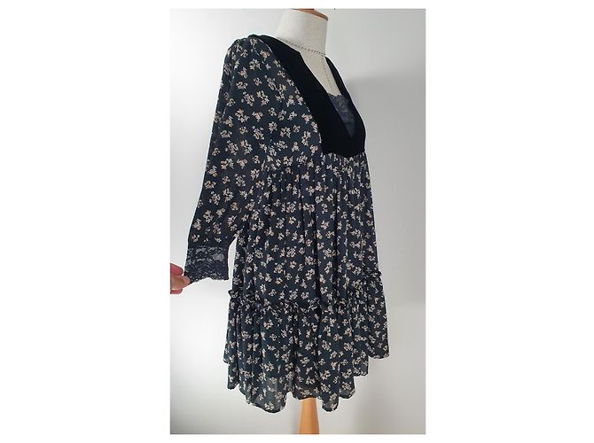 Abito Floreale Twin Set Simona Barbieri Nero Multicolore - vista 3