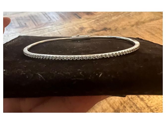 Bracciale rigido Messika Gatsby in oro bianco e diamanti - vista 3