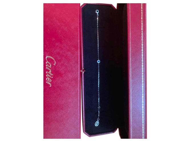 Bracciale Cartier Oro Bianco Pietra Blu Argento - vista 3